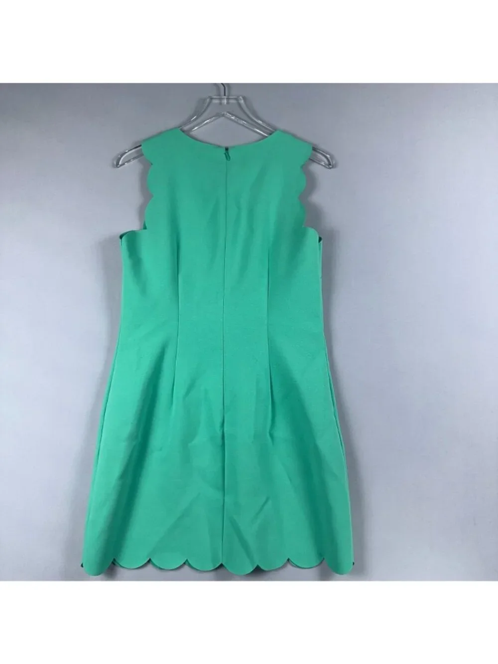 J. Crew Dress Size 6 Green Sheath Playful Scalloped Trim Round Neck Sleeveless